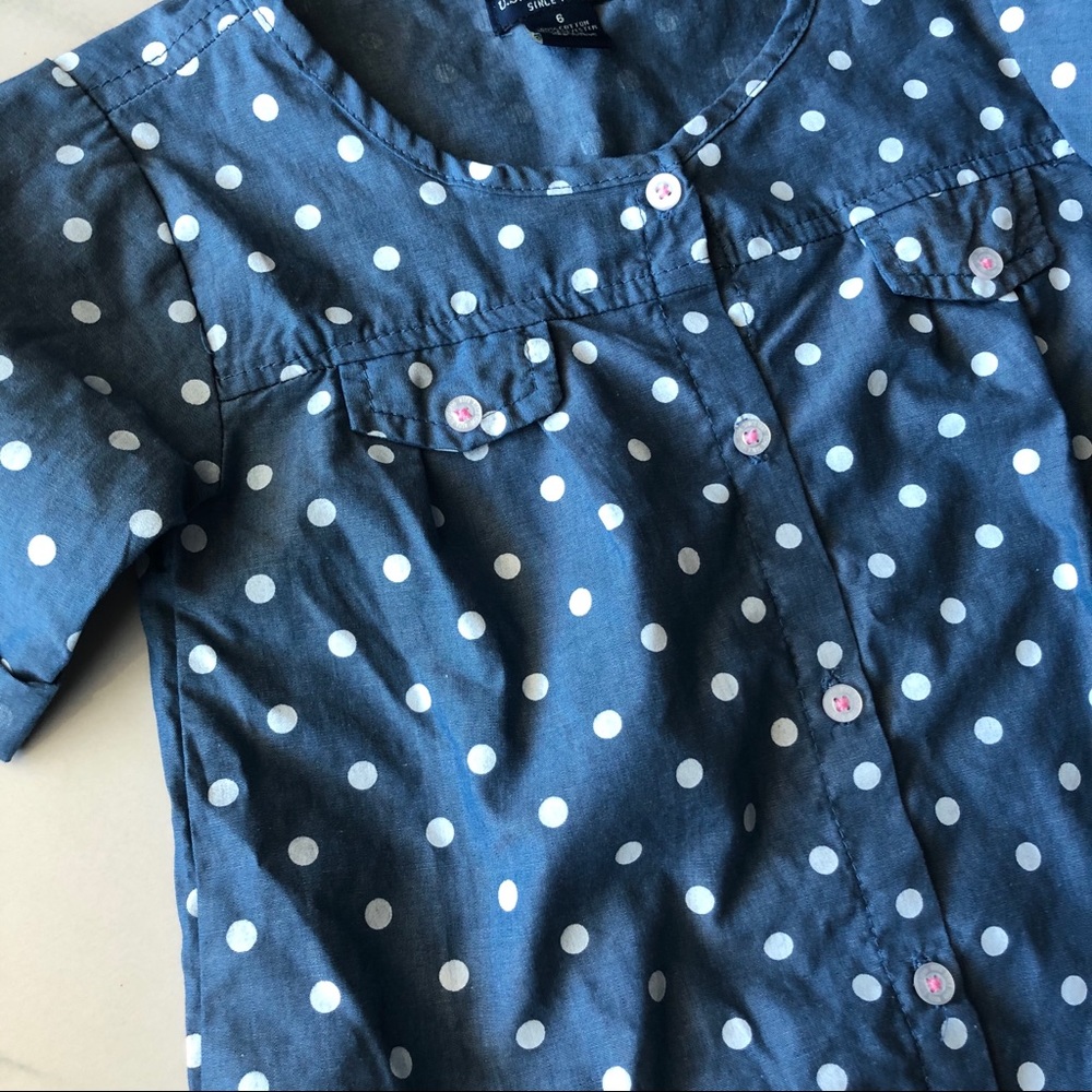Polka dots button down girls top - Picture 2 of 3